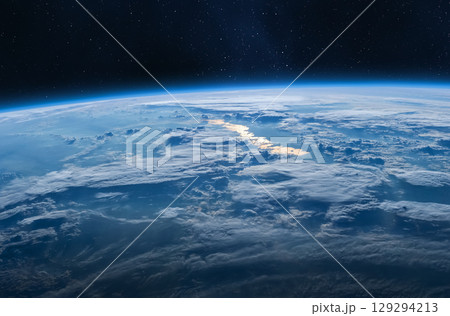 Blue planet Earth in the space. 129294213