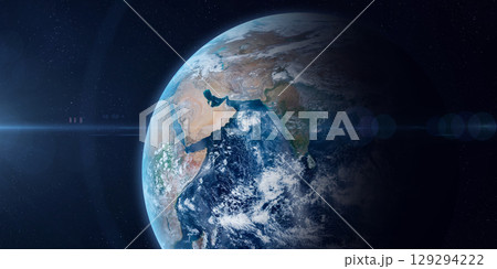 Earth planet view from space. Eastern hemisphere. Asia. Earth planet view from space. Eastern hemisphere. Asia. 129294222