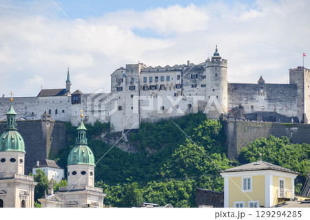 Historic old town of Salzburg and Hohensalzburg Fortress atop the Festungsberg hill in Salzburg, Austria Historic old town of Salzburg and Hohensalzburg Fortress atop the Festungsberg hill in Salzburg, Austria 129294285