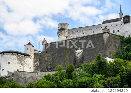 Historic old town of Salzburg and Hohensalzburg Fortress atop the Festungsberg hill in Salzburg, Austria Historic old town of Salzburg and Hohensalzburg Fortress atop the Festungsberg hill in Salzburg, Austria 129294290