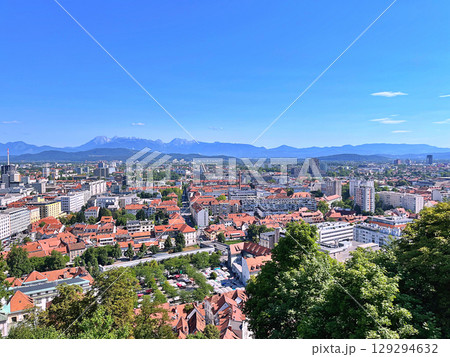 Panoramic View of city Ljubljana from Ljubljana castle - Slovenia 129294632