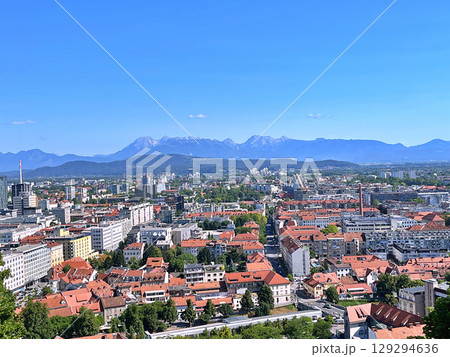 Panoramic View of city Ljubljana from Ljubljana castle - Slovenia 129294636