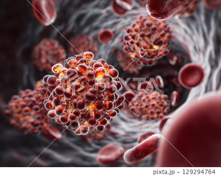 Hemoglobin molecule in human body. Iron-containing oxygen transport protein in red blood cells Hemoglobin molecule in human body. Iron-containing oxygen transport protein in red blood cells 129294764