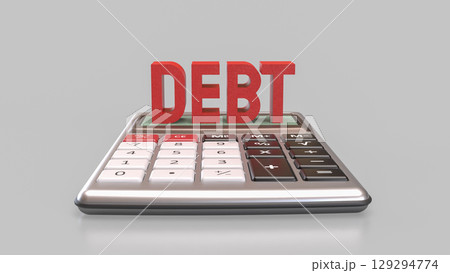 The Calculator and gold coins for DEBt or Business concept 3d Rendering. 129294774