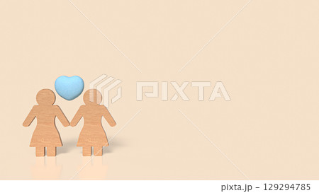 The Wood plate women and heart for lgbtq concept 3d Rendering. 129294785