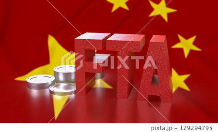 The FTA and coins on chain flag for Business concept 3d Rendering. 129294795