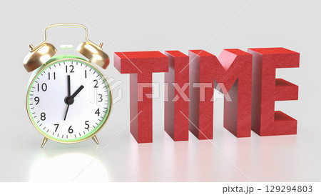 The Alarm clock and Text for Time concept 3d Rendering. 129294803