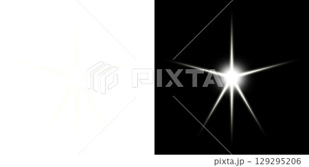 左半分透明・右半分黒背景の光のスターエフェクト 129295206