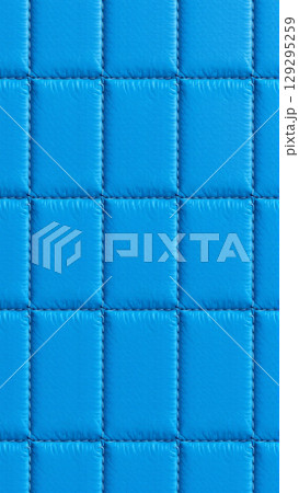 The surface texture of artificial leather is blue, the surface is stitched in the form of diamonds, squares, rectangles. Eco-leather in a kilt.  129295259