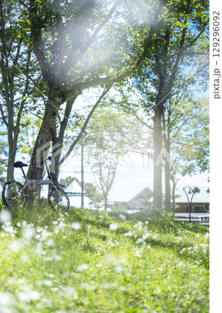 新緑・初夏のサイクリングイメージ (蒜山高原) 新緑・初夏のサイクリングイメージ (蒜山高原) 129296092