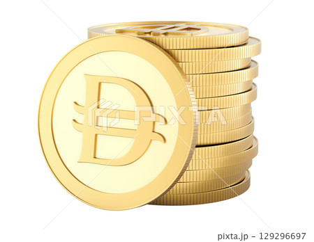 Stack of dirham coins. 3D rendering 129296697