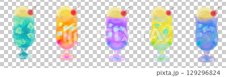 彩色奶油蘇打水線條圖(藍色、橘色、紫色、黃色、淺藍色) 彩色奶油蘇打水線條圖(藍色、橘色、紫色、黃色、淺藍色) 129296824