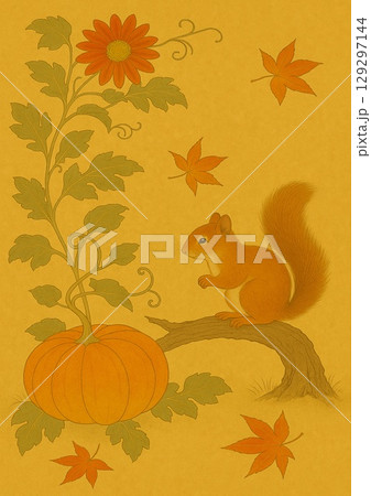 秋のかぼちゃとリス 秋のかぼちゃとリス 129297144
