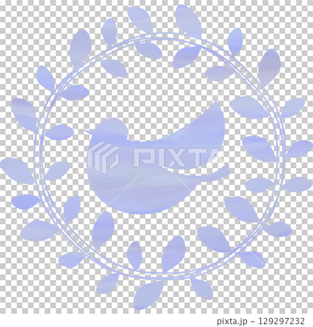 綺麗な水彩模様のオリーブと鳥のアイコンのイメージのイラスト 129297232