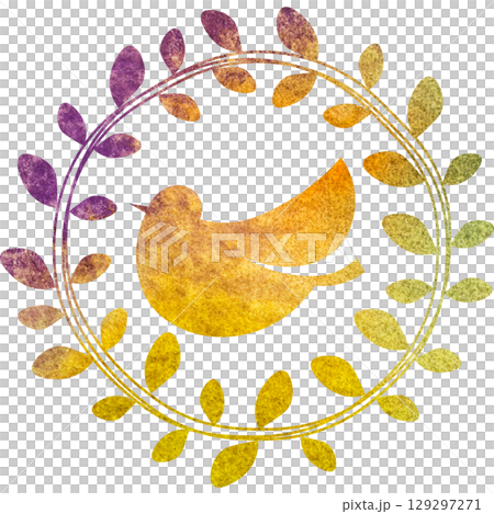Beautiful watercolor olive and bird icon image illustration 129297271
