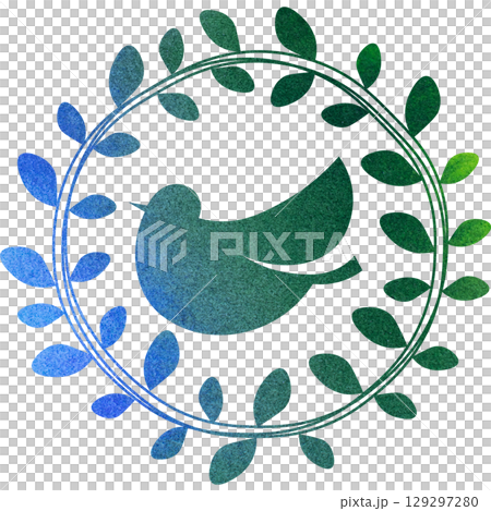 美麗的水彩畫橄欖和鳥圖示圖像插圖 129297280