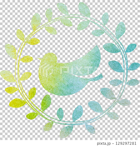 Beautiful watercolor olive and bird icon image illustration 129297281