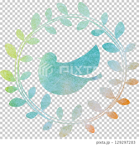 Beautiful watercolor olive and bird icon image illustration 129297283
