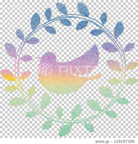 Beautiful watercolor olive and bird icon image illustration 129297306