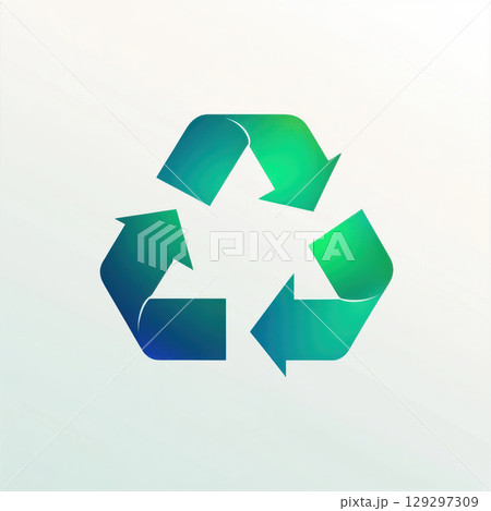 symbol background green stylized recycling white 129297309