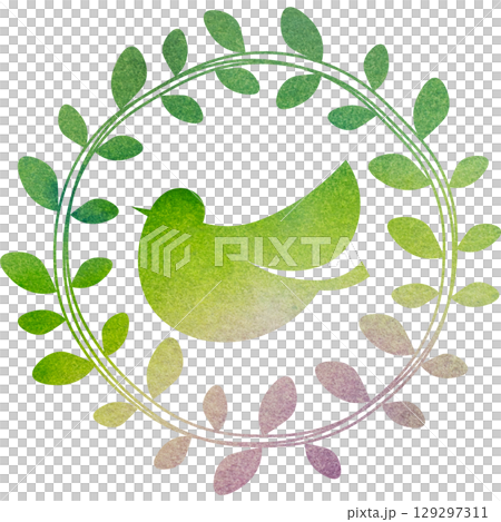 Beautiful watercolor olive and bird icon image illustration 129297311