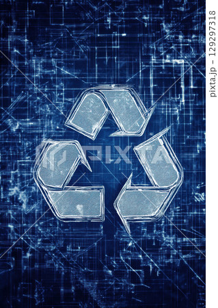symbol background blueprint drawing stylized recycling 129297318