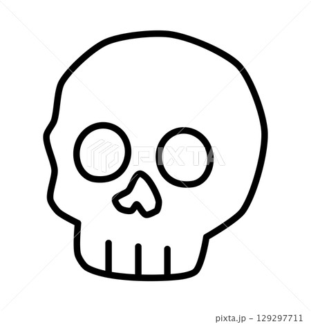 ドクロのハロウィン線画アイコン 129297711
