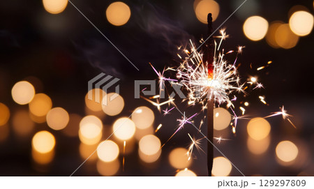 RV truck in camping site with landscape of American Wild West with desert sandstones. 129297809