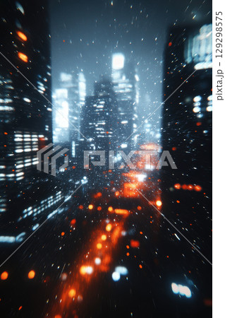 nighttime cityscape effect city lights sky 129298575