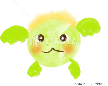 黄緑色の羽の生えたまるい不思議な妖精 黄緑色の羽の生えたまるい不思議な妖精 129299037