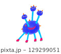 三つ首のへんてこな青いモンスター 129299051