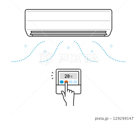 イラスト素材：クーラーをつけるイラスト 129299147