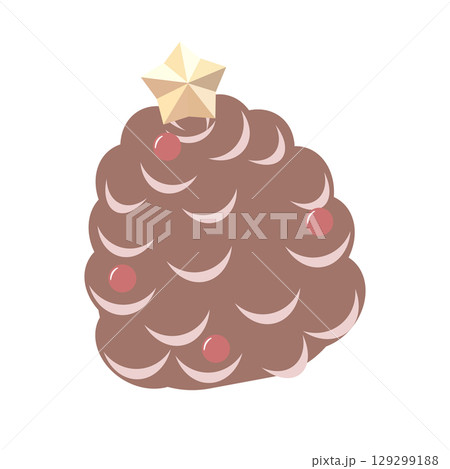 松ぼっくりのクリスマスツリーのイラスト 129299188
