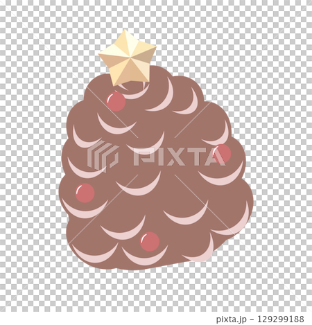 松ぼっくりのクリスマスツリーのイラスト 129299188