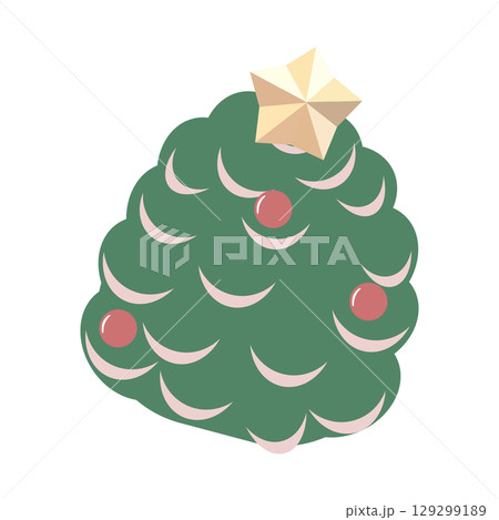 松ぼっくりのクリスマスツリーのイラスト 松ぼっくりのクリスマスツリーのイラスト 129299189
