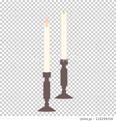 White candle with candlestick White candle with candlestick 129299206