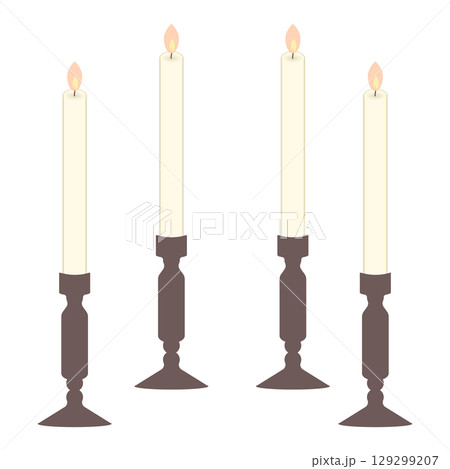 燭台付き白いキャンドル 129299207