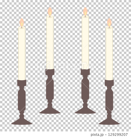 燭台付き白いキャンドル 129299207