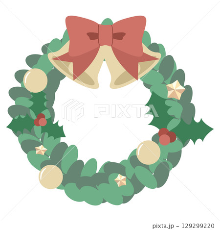 クリスマスリースのかわいいイラスト素材 129299220