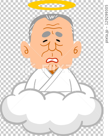 Grandpa in heaven with a dissatisfied look on his face 129299305