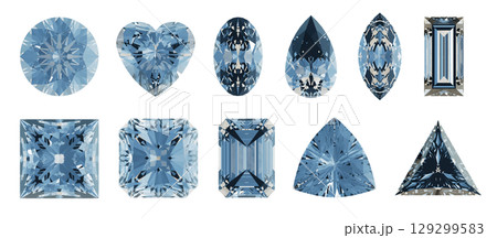 様々な種類の形のダイヤモンドのセット1 様々な種類の形のダイヤモンドのセット1 129299583
