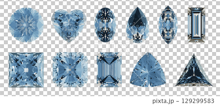 様々な種類の形のダイヤモンドのセット1 様々な種類の形のダイヤモンドのセット1 129299583