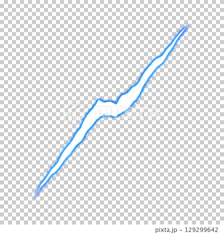 透明背景の青いジグザグ電撃ボルト 透明背景の青いジグザグ電撃ボルト 129299642