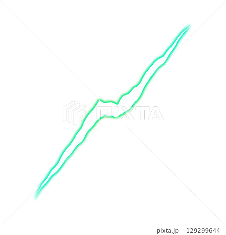 透明背景の緑のジグザグ電撃ボルト 透明背景の緑のジグザグ電撃ボルト 129299644