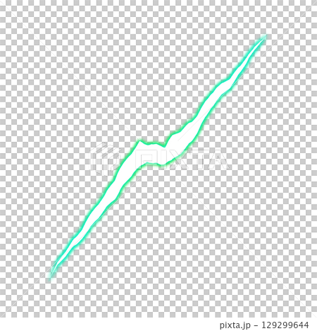 透明背景の緑のジグザグ電撃ボルト 透明背景の緑のジグザグ電撃ボルト 129299644