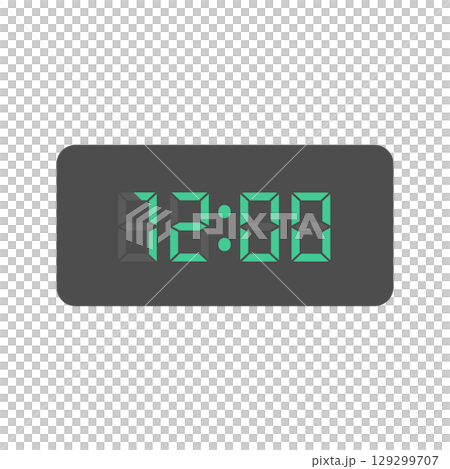 デジタル数字　時計　イラスト 129299707