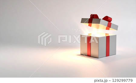 蓋の開いたプレゼントボックス　生成AIイラスト 129299779