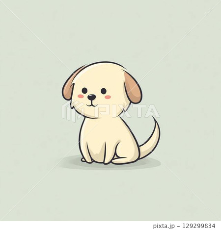 正面を向いて座る垂れ耳犬のイラスト 129299834