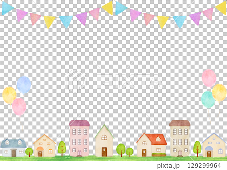 用水彩畫的城市景觀的插圖 129299964