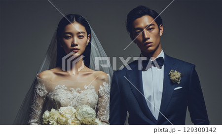 女性が優雅なドレスで微笑む洗練の肖像 女性が優雅なドレスで微笑む洗練の肖像 129300142